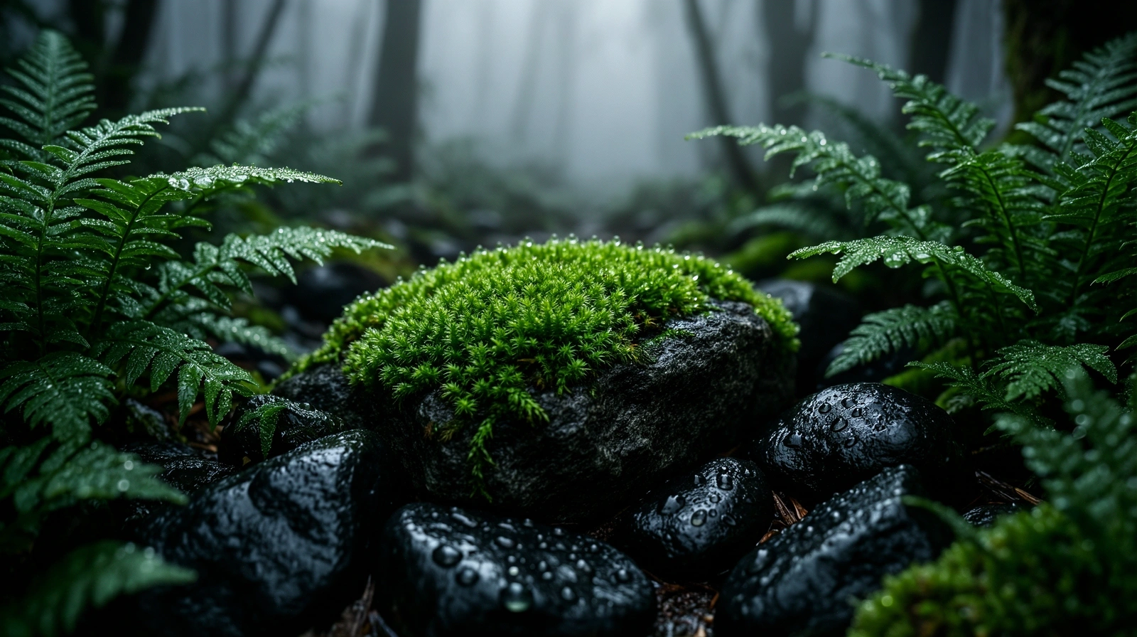 Naturalny krajobraz mchu i skal